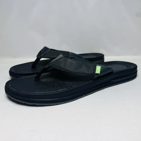 Sanuk Other - Sanuk Beer Cozy 3 Black Flip Flops Thongs Sandals Mens Size 12 Yoga Mat 1099396